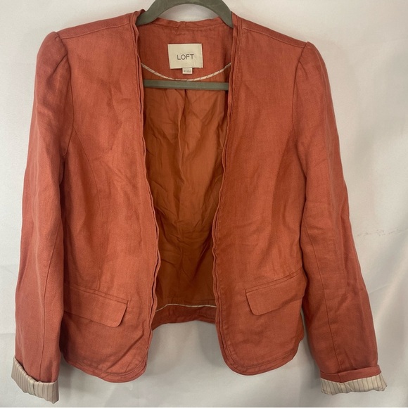 Loft XS linen blazer in an earthy terracotta color. Cuffs do unroll! - Picture 1 of 5